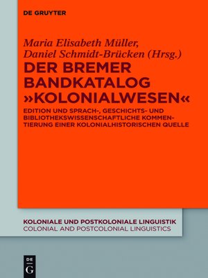 cover image of Der Bremer Bandkatalog „Kolonialwesen"